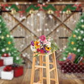 Aperturee - Christmas Tree Wooden Door Gift Photography Backdrop